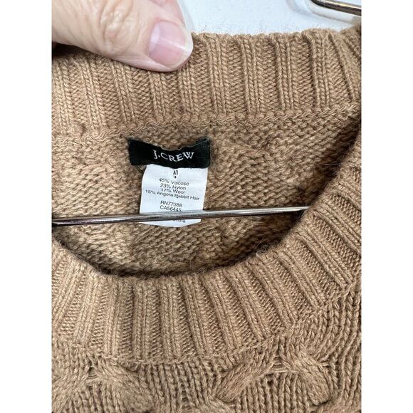 J Crew Womens Angora Wool Blend Cable Knit Pullover Sweater Sz M Classic Preppy - Picture 3 of 9